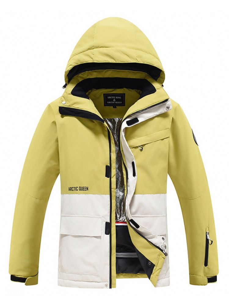 XwXwSeui Men Women Colorblock Hooded Snow Jacket