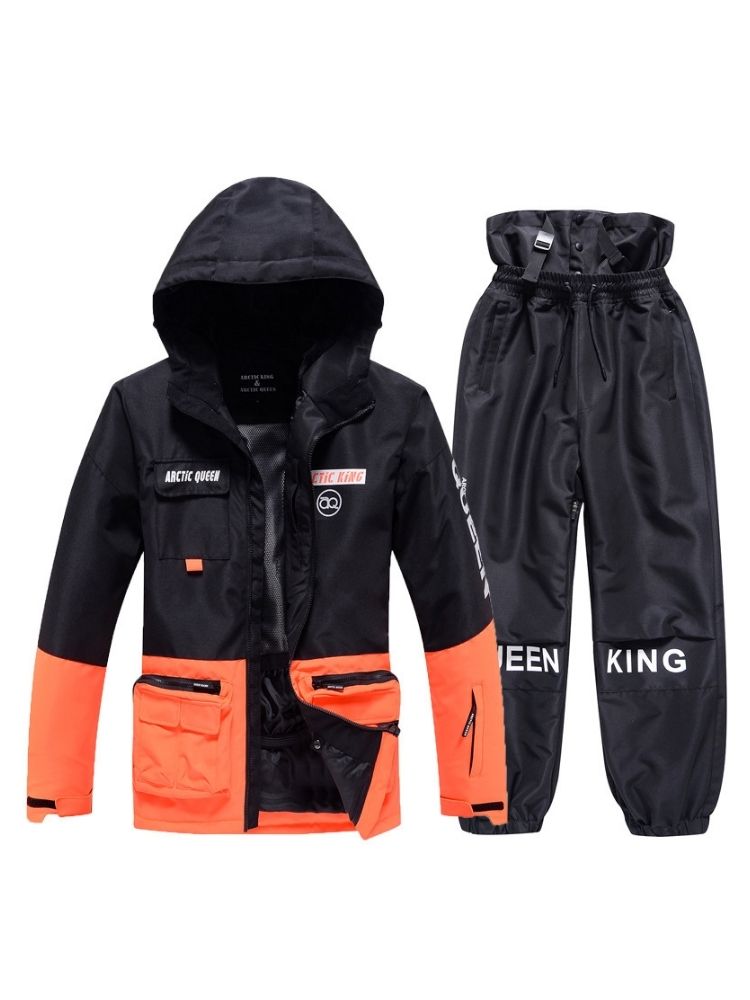 XwXwSeui Men Women Windproof Insulated Snow Suits-Black Series