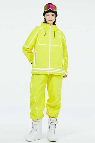 XwXwSeui Men Women Lines Outdoor Snow Suits-Yellow Series