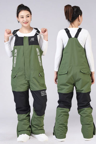 XwXwSeui Men Women Colorblock Shell Snow Bibs