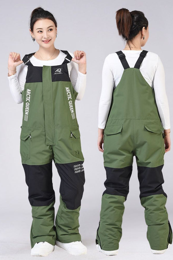 XwXwSeui Men Women Colorblock Shell Snow Bibs
