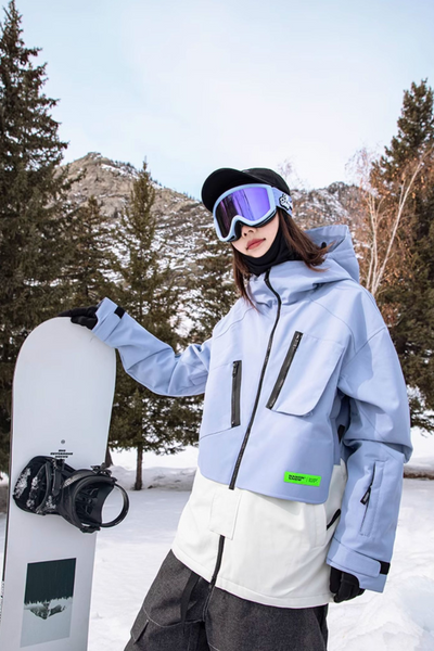 XwXwSeui Men and Women Colorblock Hood Insulated Snow Jacket