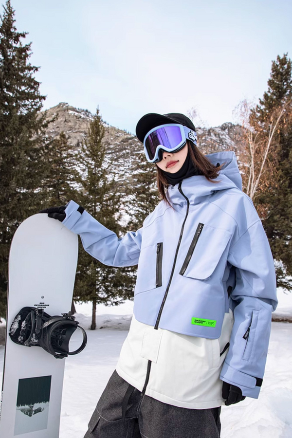 XwXwSeui Men and Women Colorblock Hood Insulated Snow Jacket