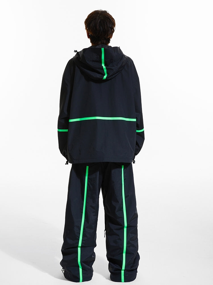 XwXwSeui Men Women Stripe Loose Fleece Ski Suits