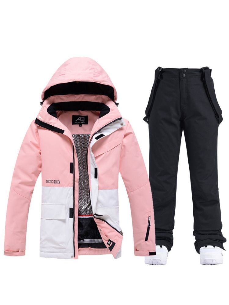 XwXwSeui Men Women Hooded Insulated Snow Suits-Pink Series