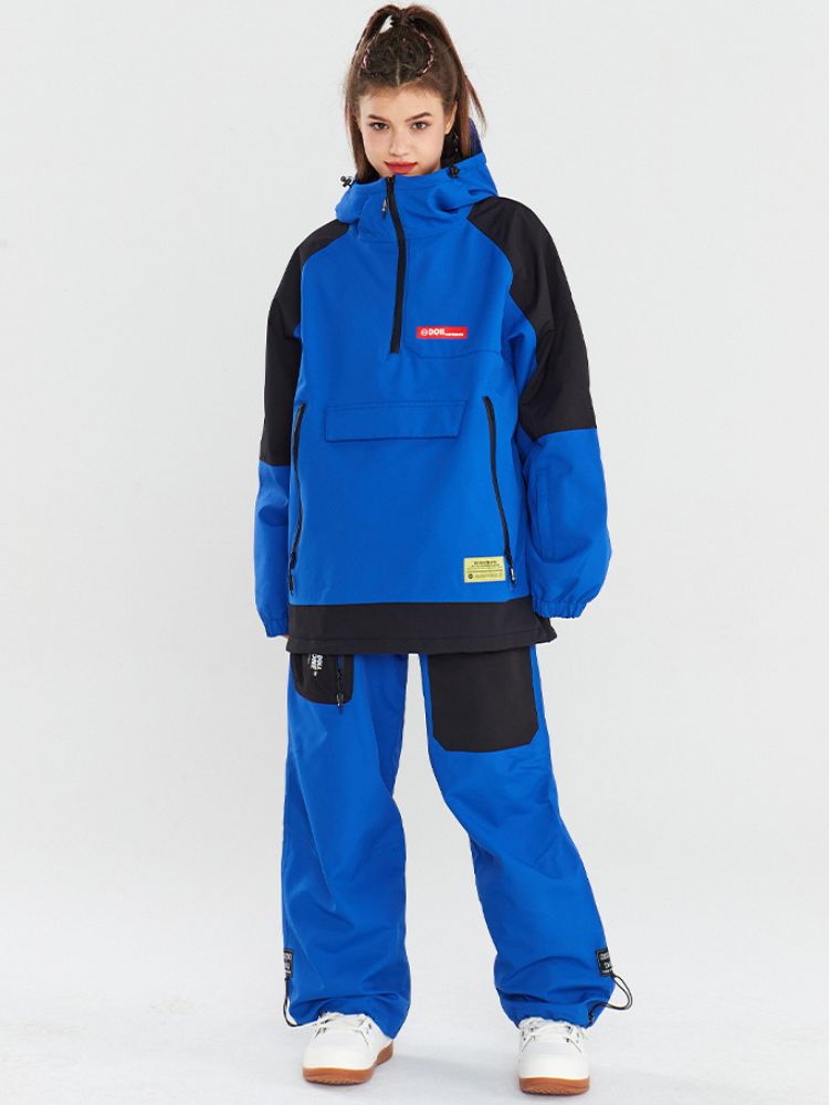 XwXwSeui Men Women Loose Colorblock Ski Pants