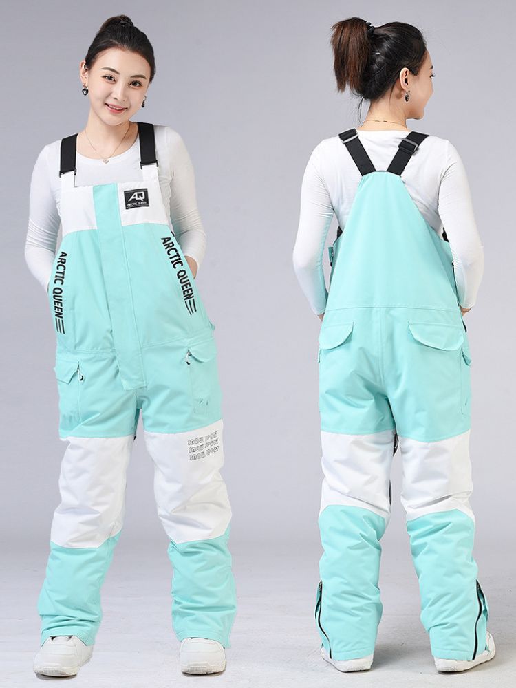 XwXwSeui Men Women Colorblock Shell Snow Bibs