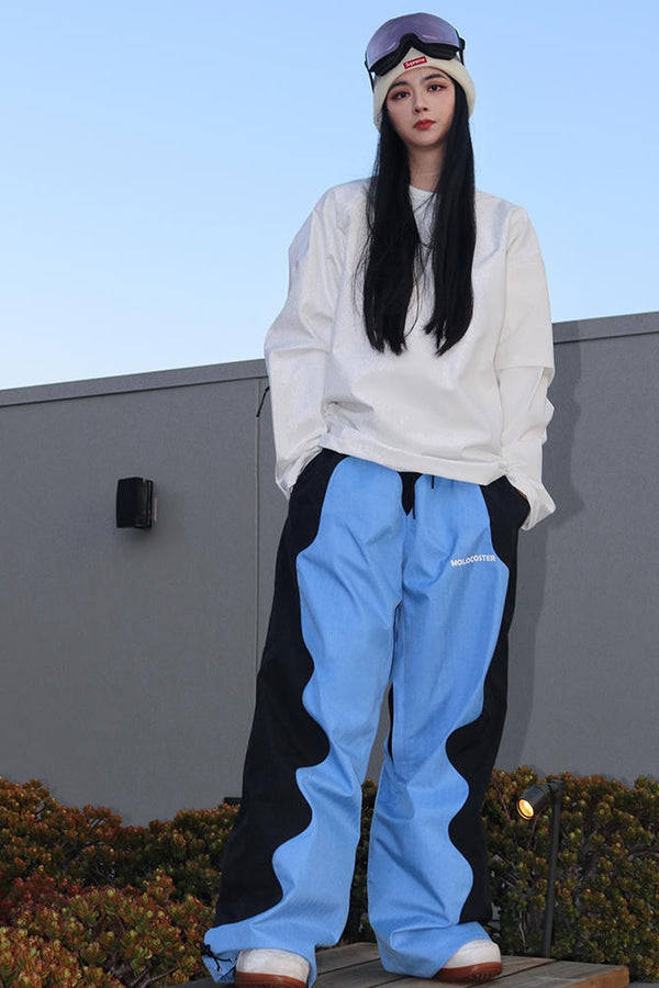 XwXwSeui Men Women Jeans Colorblock Baggy Ski Pants