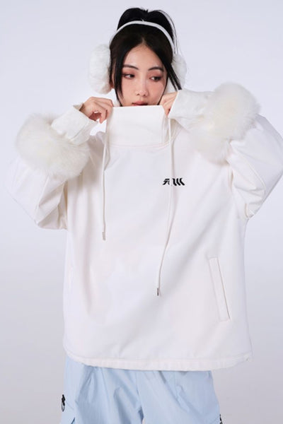 XwXwSeui Women Classic Solid Color Wool Sleeve Single Board Double Board Hoodie