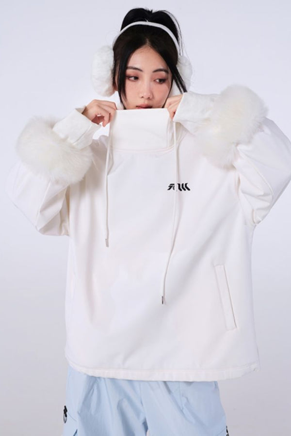 XwXwSeui Women Classic Solid Color Wool Sleeve Single Board Double Board Hoodie