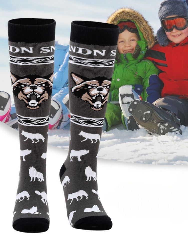 XwXwSeui Kids Insulated Long Pattern Ski Socks