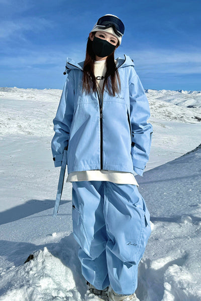 XwXwSeui Men and Women Fleeced Baggy Solid Outdoor Snowboard Suits