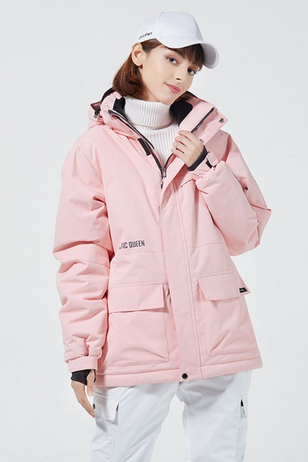 XwXwSeui Women Pink Insulated Snow Jacket