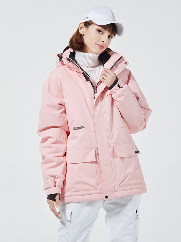 XwXwSeui Women Pink Insulated Snow Jacket