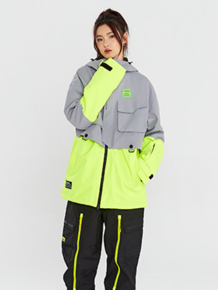 XwXwSeui Men Women  Insulated Colorbloc  Hood Snow Jacket