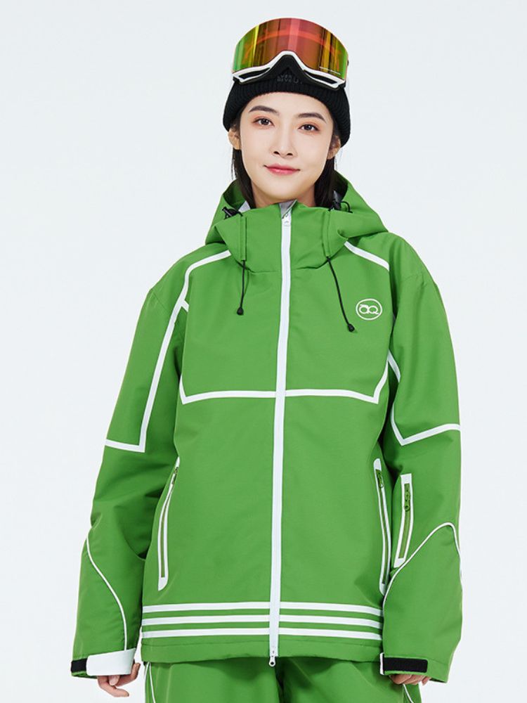 XwXwSeui Men Women Lines Hooded Snow Jacket