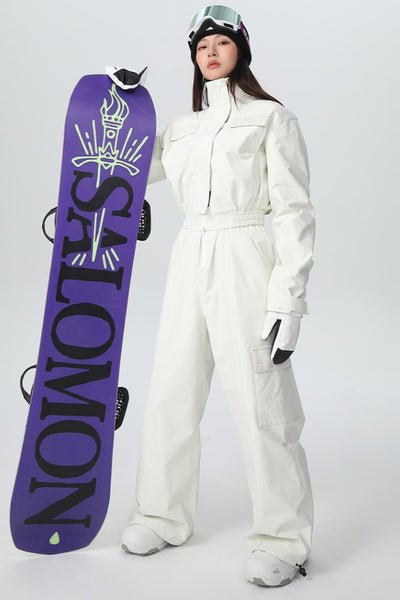 XwXwSeui Women Insulated Snowboard High Waist Breathable Stand Collar Bibs Snow Suits