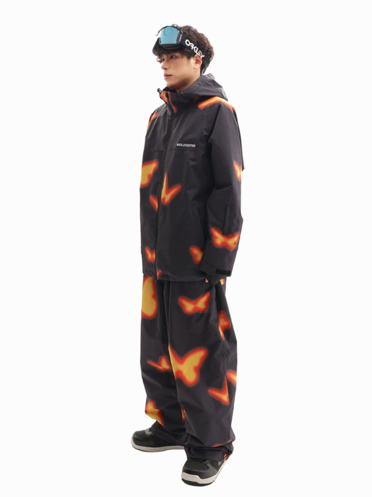 XwXwSeui Men Women Flame Butterfly Baggy Ski Pants