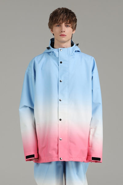 XwXwSeui Women's Men's Shell Waterproof Gradient Ice Cream Snowboard Jackets