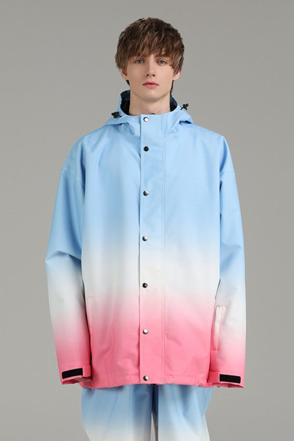 XwXwSeui Women's Men's Shell Waterproof Gradient Ice Cream Snowboard Jackets