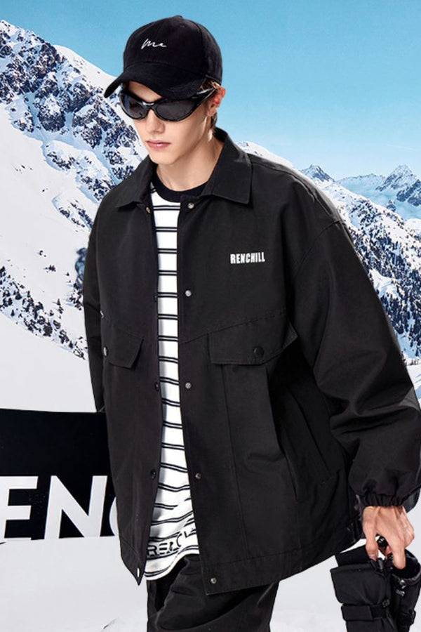 XwXwSeui Men's Women's Waterproof Single Double Board Loose Hip-Hop Fashion Sonw Jacket