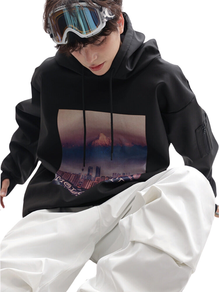 XwXwSeui Men Women Fleece Snow Mountain Ski Sweatshirt