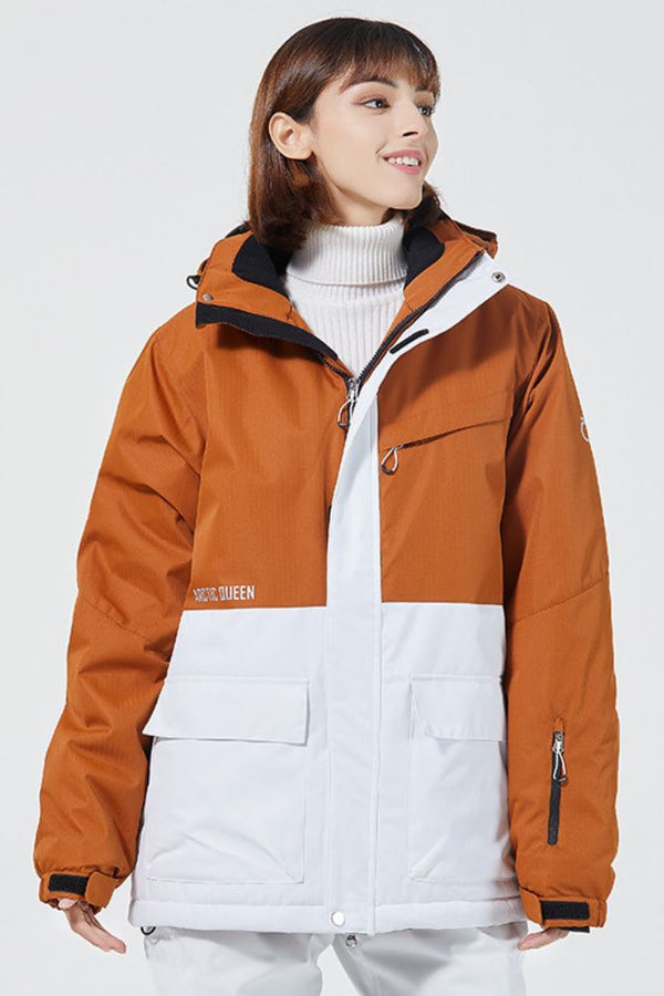 XwXwSeui Men Women Colorblock Hooded Snow Jacket