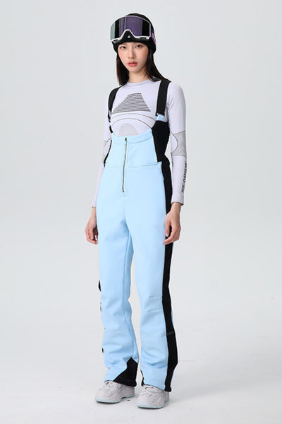 XwXwSeui Men Women Fleeced Chic Fashion Colorblock Slim Shoulder Strap Snow Bibs