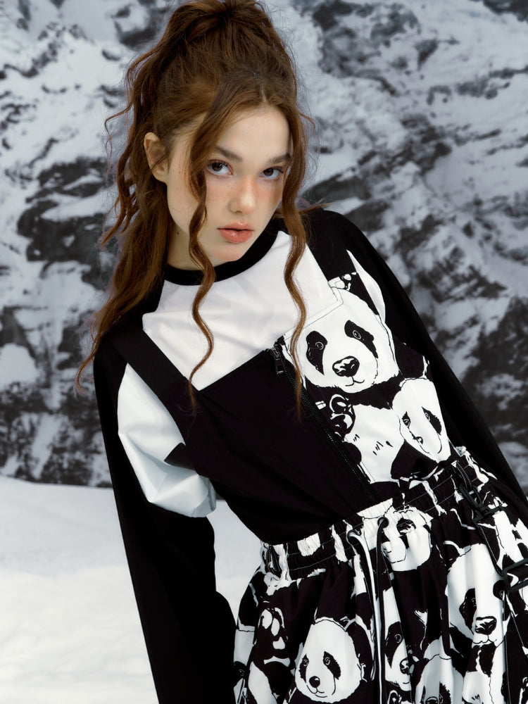 XwXwSeui Men Women Panda Printed Snow Suits