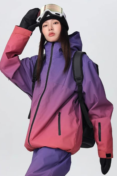 XwXwSeui Women Men Insulated Chic Hooded Baggy Gradient Snowboard Jackets