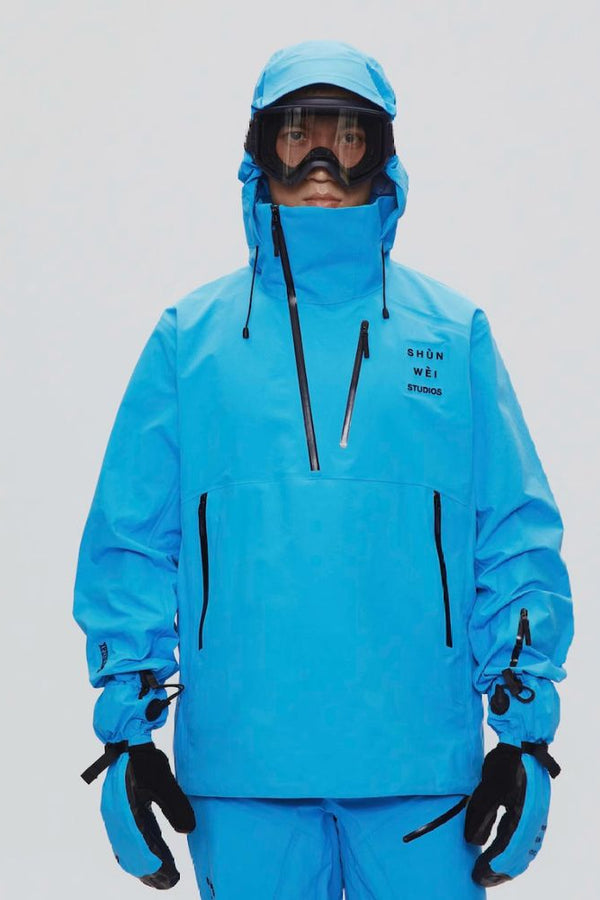 XwXwSeui Men Women 3L Half Zip Hooded Snow Jacket