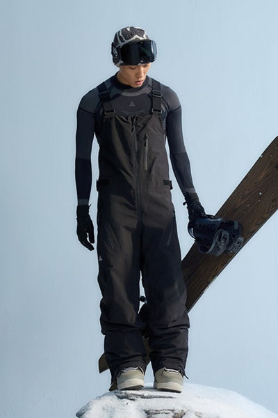 XwXwSeui Men Women Fleeced Shoulder Straps Breathproof Solid Snow Bibs