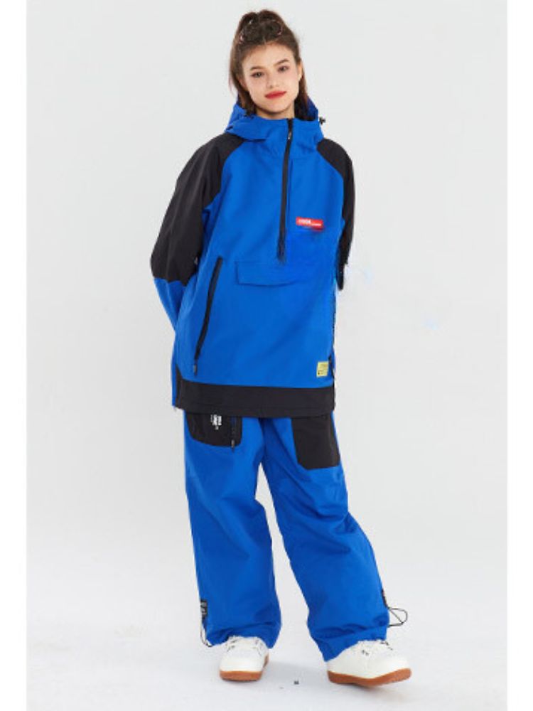 XwXwSeui Men Women Loose Colorblock Ski Pants