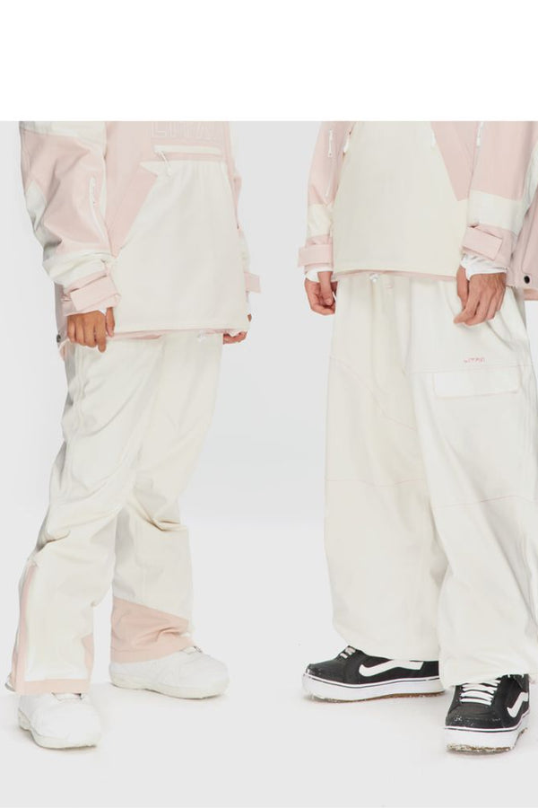 XwXwSeui Men Women Colorblock Loose Snow Bibs