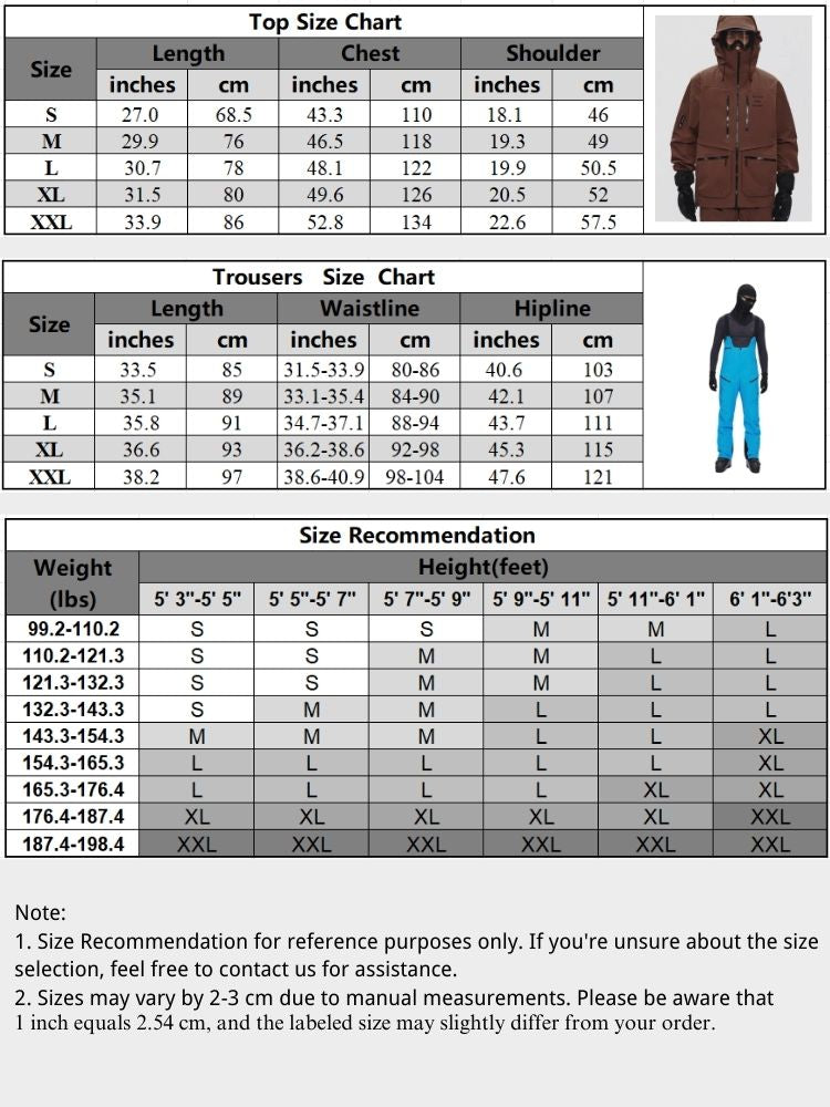 XwXwSeui Men Women 3L Windproof Shell Snow Suits