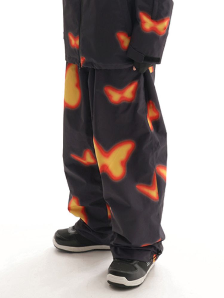 XwXwSeui Men Women Flame Butterfly Baggy Ski Pants