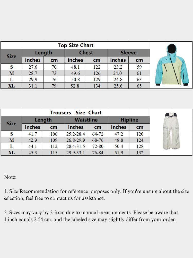 XwXwSeui Men Women 3L Color Zipper Hooded Snow Suits