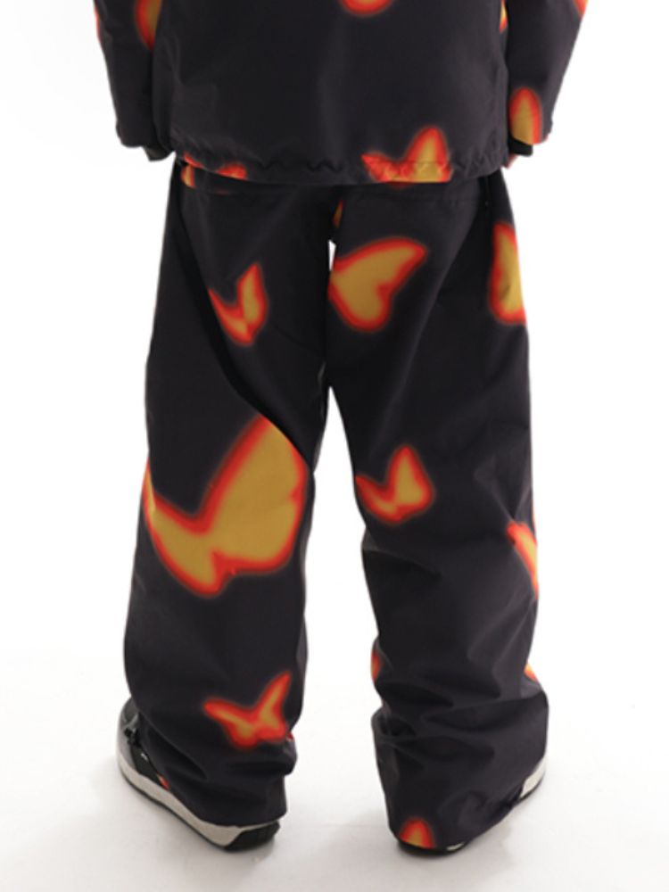 XwXwSeui Men Women Flame Butterfly Baggy Ski Pants