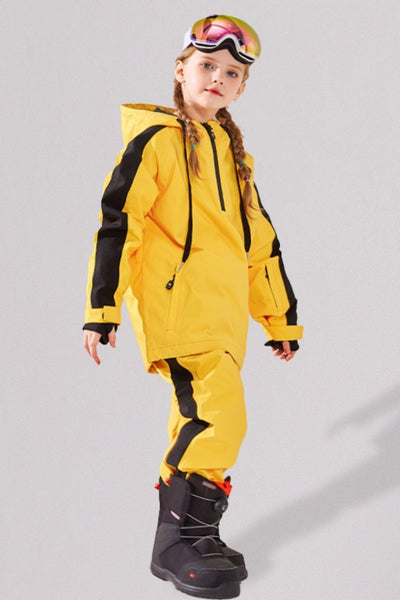 XwXwSeui Kids Insulated Waterproof Fashion Loose Half-Zipper Snowboard Suits